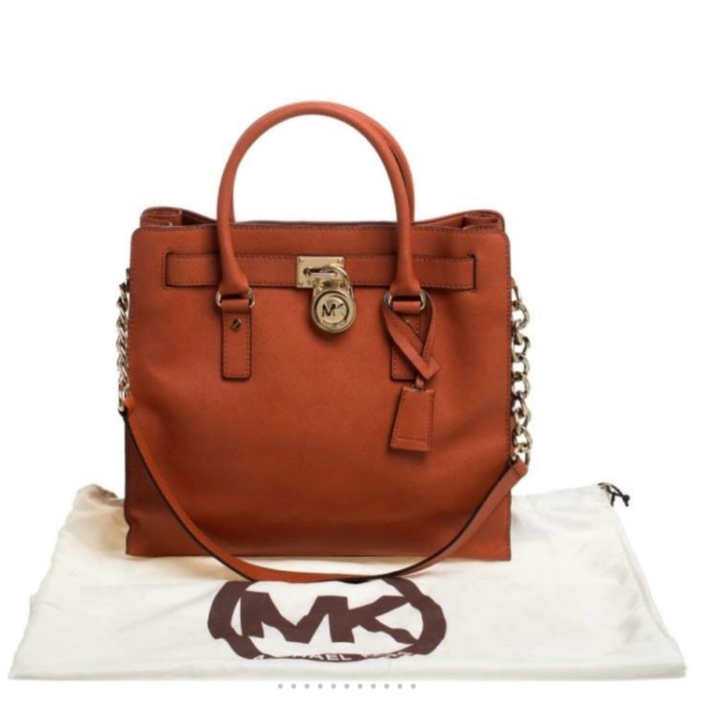 Michael Kors Hamilton Orange Satchel with Gold Accents